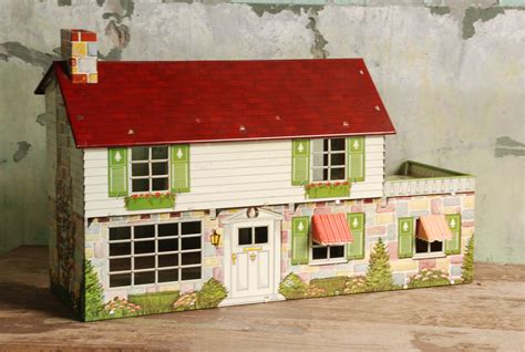 metal vintage doll houses|1950s metal dollhouse with furniture.